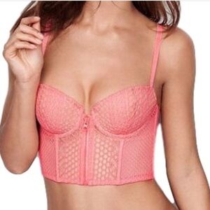 Victoria's Secret Neon Pink Mesh Bralette very sexy size 36B bra corset